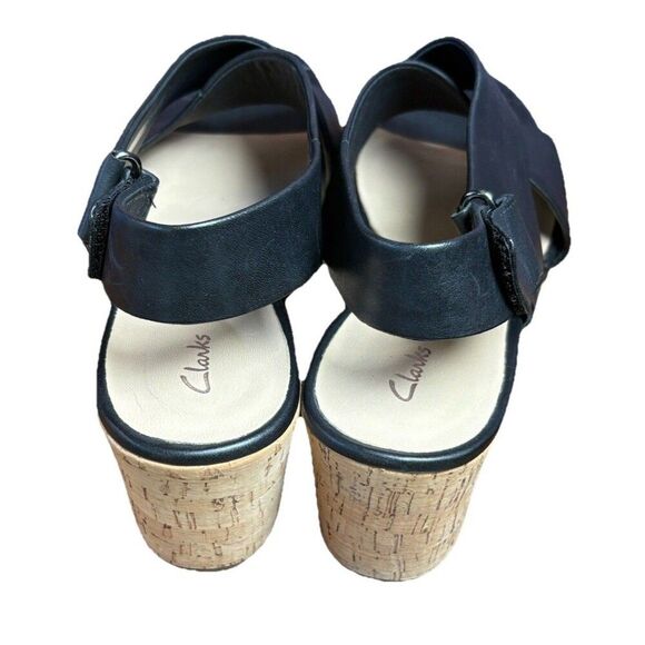 Clarks Maritsa Lara Wedge Sandal Women’s US Size 11 W Black Leather - Picture 8 of 14